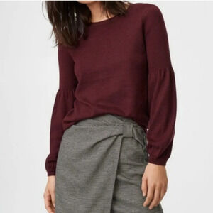 Club Monaco Clayre Burgundy Wool Poet Sleeve Sweater XS